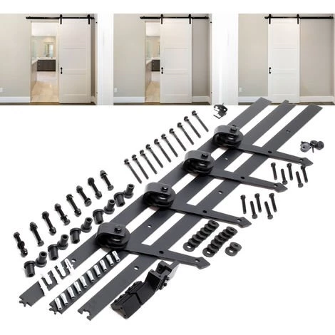 WILTEC Système Pour Porte Coulissante Système Galandage Pour 2 Portes Rail De 366 Cm Jusqu’à 150 Kg