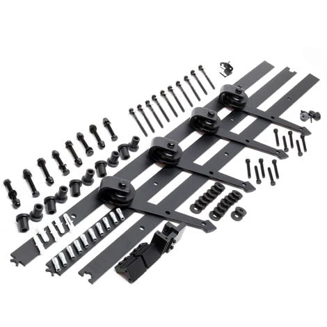 WILTEC Système Pour Porte Coulissante Système Galandage Pour 2 Portes Rail De 366 Cm Jusqu’à 150 Kg – Image 3