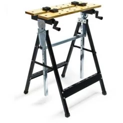 WILTEC Établi De Travail Pliante 62,5x60,5x84,5-115,5cm Avec Porte-outils Échelle Graduée Et Angulaire