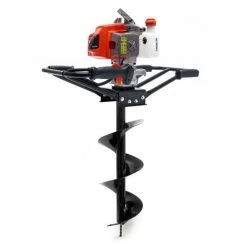 WILTEC Tarière Thermique En Set Utilisation Par 2 Personnes 3 CV 63,3 Ccm Moteur à 2 Temps Foret De Ø200mm