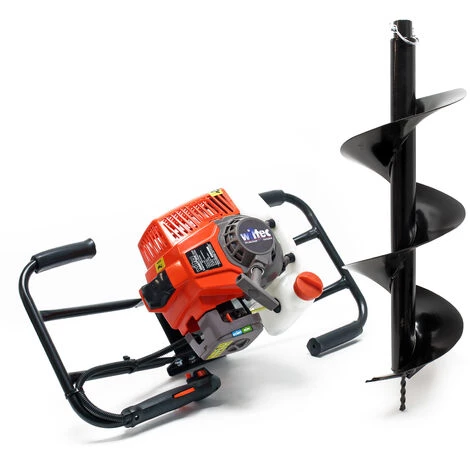 WILTEC Tarière Thermique En Set Utilisation Par 2 Personnes 3 CV 63,3 Ccm Moteur à 2 Temps Foret De Ø250mm – Image 2