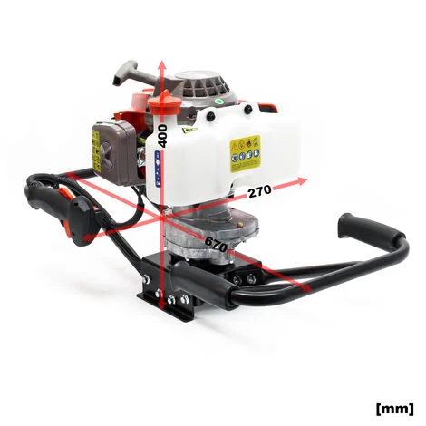 WILTEC Tarière Thermique En Set Utilisation Par 2 Personnes 3 CV 63,3 Ccm Moteur à 2 Temps Foret De Ø250mm – Image 3