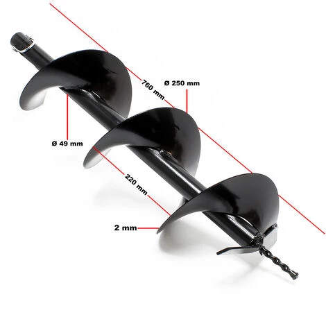 WILTEC Tarière Thermique En Set Utilisation Par 2 Personnes 3 CV 63,3 Ccm Moteur à 2 Temps Foret De Ø250mm – Image 5