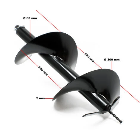 WILTEC Tarière Thermique En Set Utilisation Par 2 Personnes 3 CV 63,3 Ccm Moteur à 2 Temps Foret De Ø300mm – Image 5