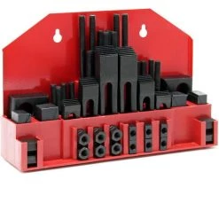 WILTEC Set 58 Éléments De Serrage Largeur De Rainure En T 14 Mm Filetage M12 Coffret De Rangement Bride