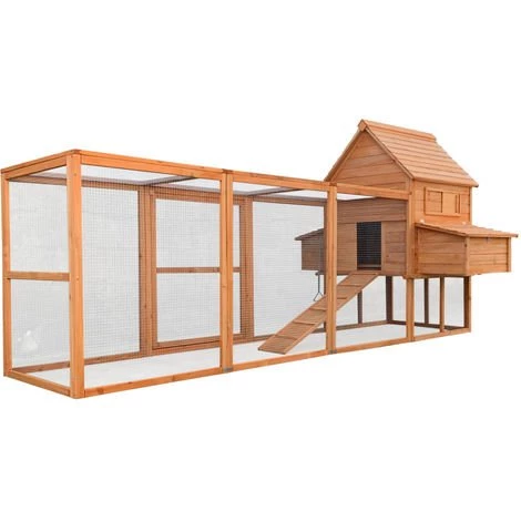 WILTEC Poulailler 310x150x150cm Bois Nichoir & Enclos Bac Amovible Nettoyage Abri & Enclos – Image 2