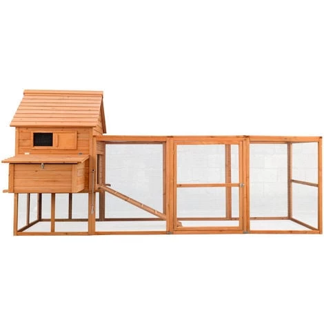 WILTEC Poulailler 310x150x150cm Bois Nichoir & Enclos Bac Amovible Nettoyage Abri & Enclos – Image 3