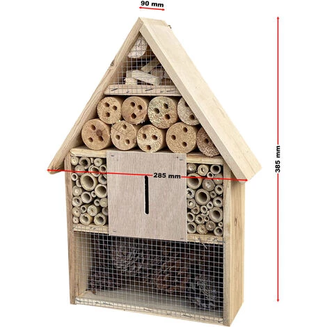 WILTEC Hôtel à Insectes 285x90x385 Mm Nichoir Naturel Pour Arachnide Abri Refuge Biodiversité Jardin – Image 2