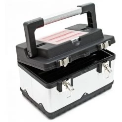 WILTEC Boite à Outils 38x27x25cm Acier Fin Cadre En Plastique Porte-outils Mallette Avec Poignée