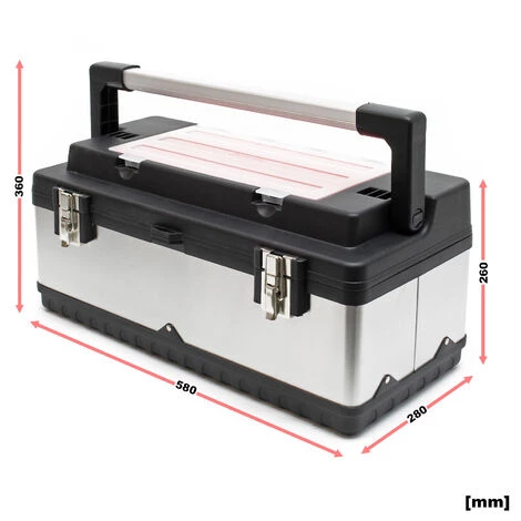 WILTEC Boite à Outils 59x28x25,5cm Acier Fin Cadre En Plastique Porte-outils Mallette Avec Poignée – Image 2