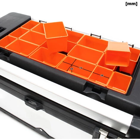 WILTEC Boite à Outils 59x28x25,5cm Acier Fin Cadre En Plastique Porte-outils Mallette Avec Poignée – Image 3