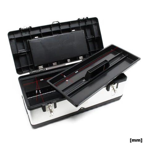 WILTEC Boite à Outils 59x28x25,5cm Acier Fin Cadre En Plastique Porte-outils Mallette Avec Poignée – Image 4