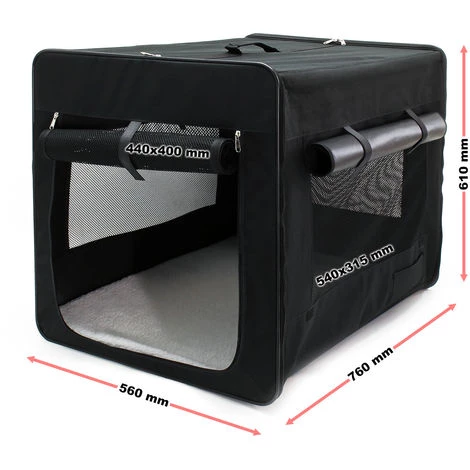 WILTEC Cage Transport Pliable Animaux Domestiques L (76x56x61 Cm) Coussin Amovible Caisse Abri Chien – Image 3