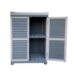 WILTEC Meuble De Jardin Avec Espace De Rangement Inférieur Table Pour Plantes Bandes De Protection Gris