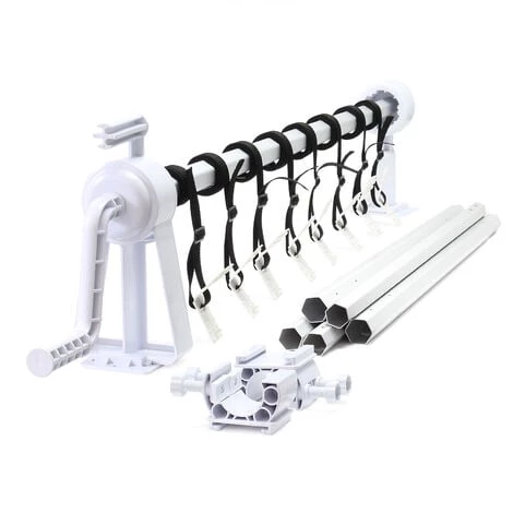 WILTEC Enrouleur Télescopique Pour Bâche De Piscine Et Couverture Solaire 1-6 M Clip 8 Sangles De Fixation
