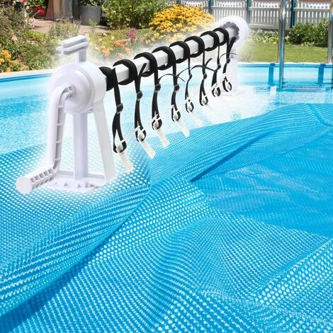 WILTEC Enrouleur Télescopique Pour Bâche De Piscine Et Couverture Solaire 1-6 M Clip 8 Sangles De Fixation – Image 3