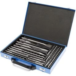 WILTEC Jeu De 17 Forets Et Burins SDS Avec Coffret Perforateur Burineur Marteau-piqueur Maçonnerie