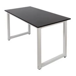 WILTEC Table De Bureau 120x60x70cm Couleur Noire MDF & Fer Pieds Ajustables Salle à Manger Ordinateur