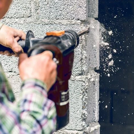 WILTEC Marteau Perforateur 1050W 3000 Tr./min 3 Foret 3 Burin Béton Acier Bois Mandrin Burinage Perçage – Image 2