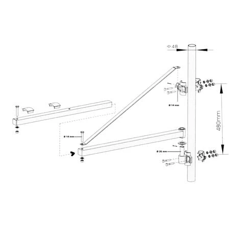 WILTEC Bras Pivotant Levage Palan Support 600g 110cm Treuil Câble Potence Fixation – Image 3
