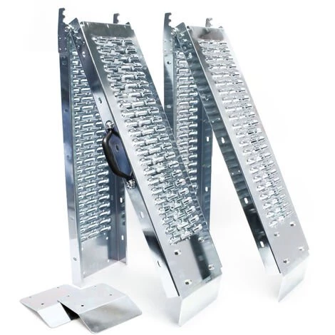 WILTEC 2x Rampe De Chargement Pliable Acier Galvanisé Moto ATV Quad Rail Collision 160x22.5cm 400kg