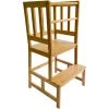 WILTEC Chaise D’enfant Tour D’apprentissage Bois 46x46x89cm Rampe & Barre Anti-chute Enfants