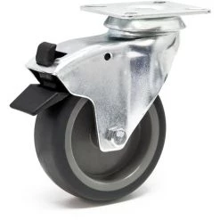 WILTEC Roulette Pivotante 125mm Avec Frein Plaque De Montage Dispositif Transport 100kg Usage Silencieux