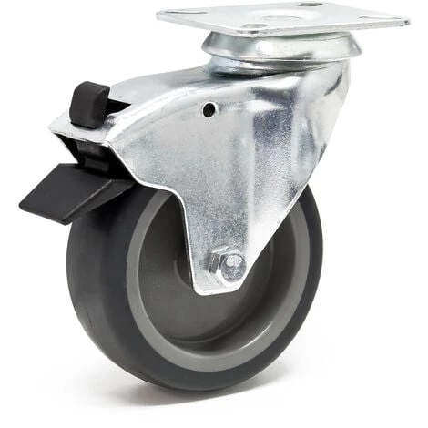 WILTEC Roulette Pivotante 125mm Avec Frein Plaque De Montage Dispositif Transport 100kg Usage Silencieux