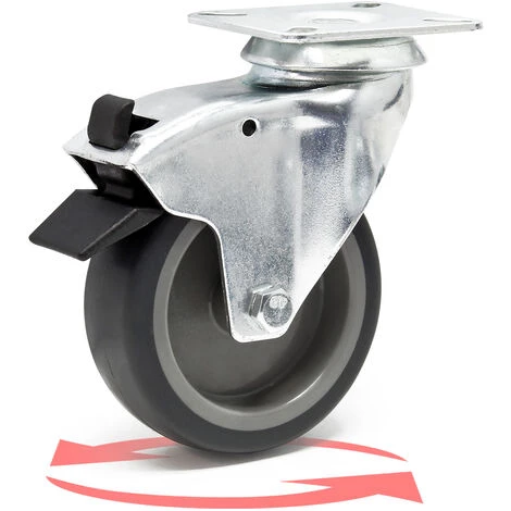 WILTEC Roulette Pivotante 125mm Avec Frein Plaque De Montage Dispositif Transport 100kg Usage Silencieux – Image 2