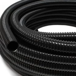 WILTEC Tuyau Spiralé De Refoulement 5m Noir Flexible Débit 38mm (1 1/2") Avec Spirale De Renforcement