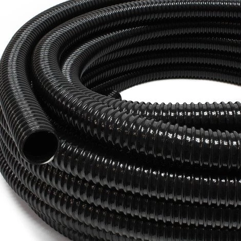 WILTEC Tuyau Spiralé De Refoulement 5m Noir Flexible Débit 38mm (1 1/2") Avec Spirale De Renforcement
