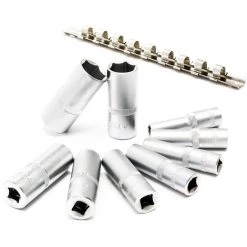 WILTEC Jeu De 10 Douilles Impériales 3/8" Clé à Douille 5/16"-13/16" En Acier Au Chrome-vanadium Kit Outils