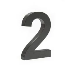WILTEC Plaque Numéro Maison "2" Arial Anthracite 3D 20cm Acier Fin Résistant Intempéries Matériel Fixation
