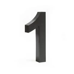 WILTEC Plaque Numéro Maison "1" Arial Anthracite 3D 20cm Acier Fin Résistant Intempéries Matériel Fixation