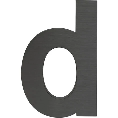 WILTEC Plaque Numéro Maison "d" Arial Anthracite 3D 15cm Acier Fin Résistant Intempéries Matériel Fixation – Image 3