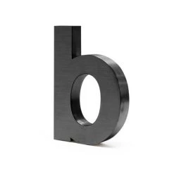 WILTEC Plaque Numéro Maison "b" Arial Anthracite 3D 15cm Acier Fin Résistant Intempéries Matériel Fixation