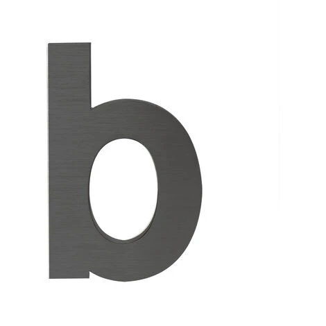 WILTEC Plaque Numéro Maison "b" Arial Anthracite 3D 15cm Acier Fin Résistant Intempéries Matériel Fixation – Image 3
