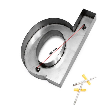 WILTEC Plaque Numéro Maison "b" Arial Anthracite 3D 15cm Acier Fin Résistant Intempéries Matériel Fixation – Image 5