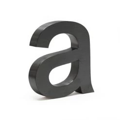 WILTEC Plaque Numéro Maison "a" Arial Anthracite 3D 15cm Acier Fin Résistant Intempéries Matériel Fixation