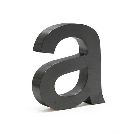 WILTEC Plaque Numéro Maison "a" Arial Anthracite 3D 15cm Acier Fin Résistant Intempéries Matériel Fixation