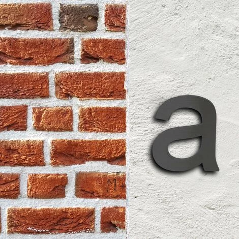 WILTEC Plaque Numéro Maison "a" Arial Anthracite 3D 15cm Acier Fin Résistant Intempéries Matériel Fixation – Image 2