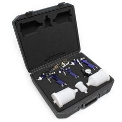 WILTEC HVLP 3x Pistolet à Peinture Kit Réducteur De Pression Coffret Air