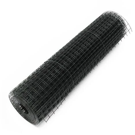 WILTEC Fil De Grillage Noir Maille Carrée Taille 12x12mm Rouleau 10m Hauteur 50cm Acier Galvanisé Volière – Image 2