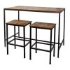 WILTEC Table Haute De Bar Vintage Contemporain 120x60x90cm 2 Tabourets Cadre En Métal Solide Montage Simple