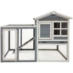 WILTEC Clapier à Lapin Enclos Gris Abri Soulevé En Bois D’épicéa Lièvres