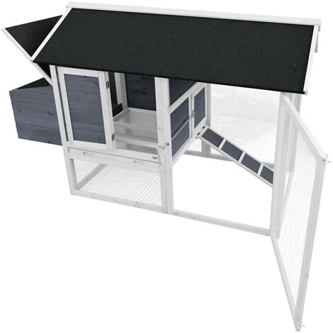 WILTEC Poulailler Enclos Et Abri Spacieux Bois D'épicéa Toit En Bitume 1710x800x1100 Mm Élevage Basse-cour – Image 2