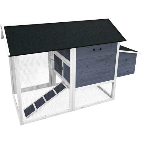 WILTEC Poulailler Enclos Et Abri Spacieux Bois D'épicéa Toit En Bitume 1710x800x1100 Mm Élevage Basse-cour – Image 3