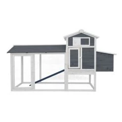 WILTEC Poulailler Avec Enclos Et Nichoir Volière Poules Bois Cage Petits Animaux Bac à Crottes Basse-cour