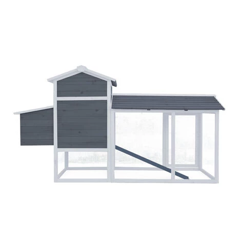 WILTEC Poulailler Avec Enclos Et Nichoir Volière Poules Bois Cage Petits Animaux Bac à Crottes Basse-cour – Image 2