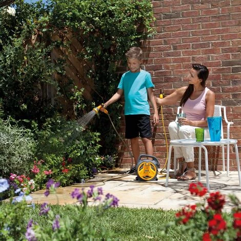 WILTEC Hozelock Dévidoir Transportable à Tuyau 10 M Arrosage Enrouleur Mobile Pico Reel Jardin Balcon – Image 3